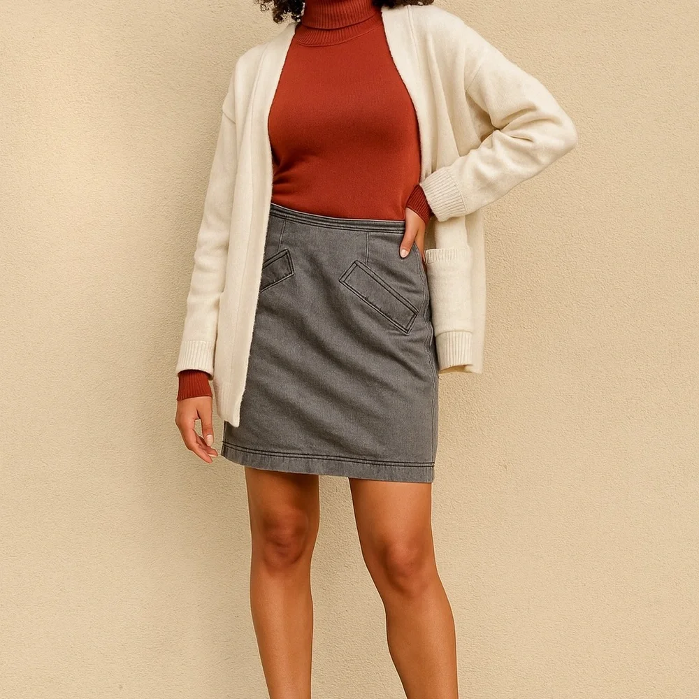 DKNY 2 Gray Denim Mini Shirt